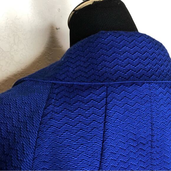 Anthropologie blue chevron textured button front blazer size 12 - Picture 14 of 16